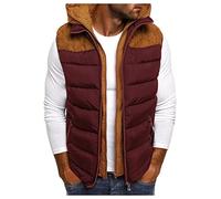 Vekewsap Gilet trapuntato da uomo, caldo, con cappuccio, per la transizione, funzionale, senza maniche, casual, per le mezze stagioni, bicolore, Colore: rosso, M