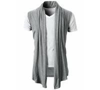 Vekewsap Maglia da uomo senza maniche Cardigan Camicetta Canottiera Sottile Top Maglia Lunga Cardigan Collo Scialle Sciarpa Maglia Longline Drappeggiato Top Slim Top Canotta, grigio chiaro, XXL