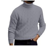 Vekewsap Maglione da uomo a collo alto, con motivo a treccia, a maniche lunghe, elasticizzato, slim fit, a maglia fine, GY2, S