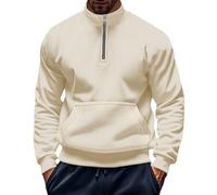 Vekewsap Maglione da uomo a nido d'ape, a maniche lunghe, maglione invernale con tasche, baggy stretch, funzionale, con cerniera a 1/4, per attività all'aria aperta, per il tempo libero, cachi, XXL