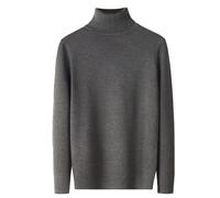 Vekewsap Maglione da uomo per autunno e inverno, a collo alto, casual, in tinta unita, maglione termico, lavorato a maglia, grigio scuro, S