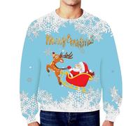 Vekewsap Ugly Christmas Sweater - Maglione da uomo unisex per feste di Natale, maglione natalizio a maniche lunghe, maglione natalizio, Celeste., L