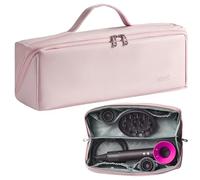 Veki Borsa da Viaggio Portatile in Pelle PU Compatibile con Dyson Airwrap Styler e Shark, Borsa Impermeabile per Asciugacapelli, Custodia da Viaggio per Dyson Supersonic Capelli e Accessori (Rosa)