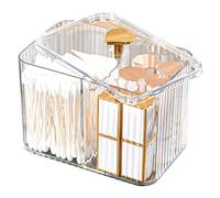 Veki Contenitore Dischetti Trasparente, Scatola per Dischetti di Cotone con Coperchio, Organizzatore per Cosmetici, Porta Cotton Fioc per Bagno, Toilette, Camera da Letto (Trasparente)