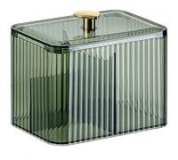 Veki Contenitore Dischetti Trasparente, Scatola per Dischetti di Cotone con Coperchio, Organizzatore per Cosmetici, Porta Cotton Fioc per Bagno, Toilette, Camera da Letto (Verde)