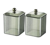 Veki Contenitore Dischetti Trasparente, Scatola per Dischetti di Cotone con Coperchio, Organizzatore per Cosmetici, Porta Cotton Fioc per Bagno, Toilette, Camera da Letto (Verde, 2 Pezzi)