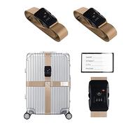 Veki Set di cinghie per bagagli incrociate, approvate dalla TSA, con serratura, regolabili, per valigie da viaggio, etichette con nome, carta d'identità, cinghie per valigie, accessori da viaggio