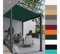Vela da giardino rettangolare resistente all'acqua, 1 x 4 m, verde scuro, baldacchino per serra, balcone, protezione dal vento e dai raggi UV, resistente alle intemperie