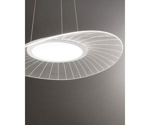 Vela grande lampadario soggiorno LED 40w dimmerabile bianco e trasparente
