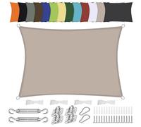 Vela impermeabile per patio e terrazza con kit di montaggio, 2 x 3,8 m, resistente ai raggi UV, ideale per giardino, terrazza e terrazza, colore tortora per Slish e Soluts