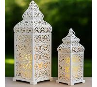 Vela Lanterns Tempio Marocchino Candele Lanterne, Bianco, Set di 2