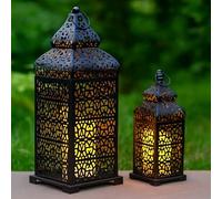 Vela Lanterns Tempio Marocchino Candele Lanterne, Nero, Set di 2