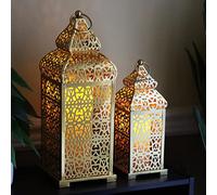 Vela Lanterns Tempio Marocchino Candele Lanterne, Oro, Set di 2