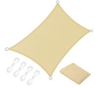 Vela Ombreggiante 1.8 x 2.6 m Rettangolare Protezione Solare Anti UV HDPE Traspirante Tessuto Ombreggiante con Fune per Giardino, Terrazza, Piscina (Personalizzabile), Color Crema