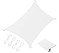 Vela Ombreggiante 1.8 x 3.2 m Rettangolare Protezione Solare Anti UV HDPE Traspirante Tessuto Ombreggiante con Fune per Giardino, Terrazza, Piscina (Personalizzabile), Bianco
