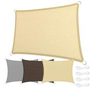 Vela Ombreggiante 120 x 240 cm Rettangolare Protezione Solare Anti UV HDPE Traspirante Panno Ombreggiante con Fune per Giardino, Terrazza, Terrazza (Personalizzabile), Color Crema
