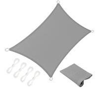 Vela Ombreggiante 2.1 x 2.4 m Rettangolare Protezione Solare Anti UV HDPE Traspirante Tessuto Ombreggiante con Fune per Giardino, Terrazza, Piscina (Personalizzabile), Grigio Chiaro