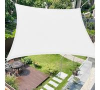 Vela Ombreggiante 3.5 x 3.75 m Rettangolare Protezione Solare Anti UV HDPE Traspirante Tenda da Sole Parasole con Fune per Giardino, Terrazza, Piscina (Personalizzabile), Bianco