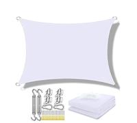 Vela Ombreggiante 5X4m Impermeabile Grande Riparo Parasole Protezione Baldacchino Esterno Giardino Patio Piscina Vela Ombra Tenda Campeggio(White Set,250x300cm)