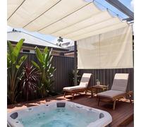 Vela Ombreggiante a Onda Retrattile 1.6 x 5.1 m con Corda di Nylon e Occhiellato Vela Parasole a Onda Retrattile Protezione Raggi UV per Giardino Balcone Terrazza, Avorio