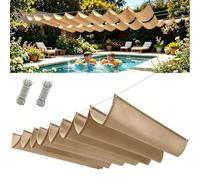 Vela Ombreggiante a Onda Retrattile 125 x 475 cm Anti-Uv Resistente Agli Strappi Incluse Corde di Montaggio Tenda Parasole Regolabile per Patio Piscina Serra Sabbia Party, Cachi