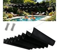 Vela Ombreggiante a Onda Retrattile 200 x 700 cm Anti-Uv Resistente Agli Strappi Incluse Corde di Montaggio Tenda Parasole Regolabile per Patio Piscina Serra Sabbia Party, Nero