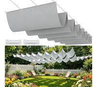Vela Ombreggiante a Onda Retrattile 225 x 380 cm Regolabile, Resistente Agli Strappi, Impermeabile, Anti-Uv 98%, Protezione Solare Vela Ombreggiante Scorrevole per Giardino Sabbia, Grigio Chiaro