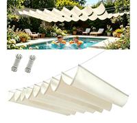 Vela Ombreggiante a Onda Retrattile 400 x 475 cm Anti-Uv Resistente Agli Strappi Incluse Corde di Montaggio Tenda Parasole Regolabile per Patio Piscina Serra Sabbia Party, bianco