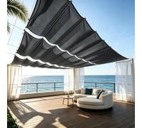 Vela Ombreggiante a Onda Retrattile 50 x 500 cm Personalizzabile, Regolabile, Protezione Dai Raggi Uv, Protezione Solare, Impermeabile Tenda Parasole Retrattile per Giardino Sabbia, Grigio Scuro