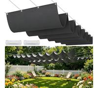 Vela Ombreggiante a Onda Retrattile 65 x 260 cm Regolabile, Resistente Agli Strappi, Impermeabile, Anti-Uv 98%, Protezione Solare Vela Ombreggiante Scorrevole per Giardino Sabbia, Grigio Scuro