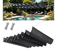 Vela Ombreggiante a Onda Retrattile 75 x 150 cm Anti-Uv Resistente Agli Strappi Incluse Corde di Montaggio Tenda Parasole Regolabile per Patio Piscina Serra Sabbia Party, Grigio Scuro