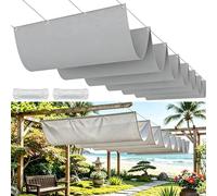 Vela Ombreggiante a Onda Retrattile 800 x 840 cm Regolabile, Resistente Agli Strappi, Impermeabile, Anti-Uv 98%, Protezione Solare Tettoia Retrattile Vela Ondulata per Giardino Sabbia, Grigio Chiaro