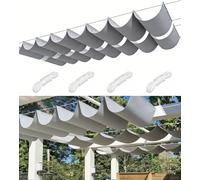 Vela Ombreggiante a Onda Retrattile Impermeabile Tenda da Sole per Esterno Antivento Telo Parasole con Occhielli Tenda a Vela Parasole per Serre Terrazze Giardino Balcone 2x10M Grigio chiaro