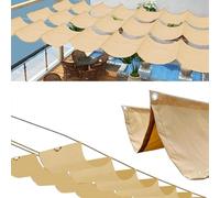 Vela Ombreggiante a Onda Retrattile Tenda a Vela Parasole per Esterno Vele Ombreggianti Impermeabile Telo Parasole con Fune Occhiellato Protezione UV 95% per Giardino Terrazza (Beige,1.5x3m(BxL))