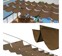 Vela Ombreggiante a Onda Retrattile Tenda a Vela Parasole per Esterno Vele Ombreggianti Impermeabile Telo Parasole con Fune Occhiellato Protezione UV 95% per Giardino Terrazza (Caffè,1x5m(BxL))