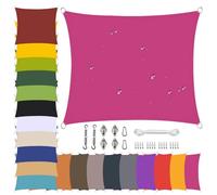 Vela Ombreggiante Impermeabile per Giardino con accessori Rettangolare Tenda da Sole per Esterno Cortile Terrazza Balcone Patio Telo Ombreggiante Protezione UV 95% con Corda-rose red||3x5m