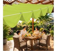 Vela Ombreggiante Ondulata Retrattile - Tenda da Sole Impermeabile per Piscina e Patio - Telo in Oxford con Occhielli in Acciaio Inox,Resistente alle Intemperie - 200x500cm Verde chiaro