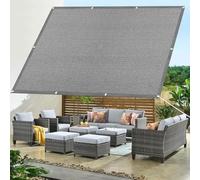 Vela Ombreggiante Quadrata 240 x 240 cm Rettangolare Tessuto HDPE Protezione Solare, Tenda Parasole Telo Ombreggiante con Funi di Tensione per Terrazza, Giardino, Balcone, Grigio Chiaro