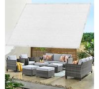 Vela Ombreggiante Quadrata 330 x 330 cm Rettangolare Tessuto HDPE Protezione Solare, Tenda Parasole Telo Ombreggiante con Funi di Tensione per Terrazza, Giardino, Balcone, Bianco