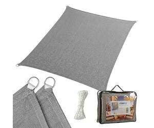 Vela ombreggiante Relaxdays, 3x4 m, HDPE, Traspirante, Giardino/Balcone, Occhielli e Corde, Rettangolare, Grigio Scuro
