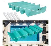 Vela Ombreggiante Retrattile 1.3 x 5.3 m Resistente Agli Strappi, Impermeabile, Protezione Solare, Anti-Uv 98%, Vela a Onda Retrattile per Giardino Terrazza con Occhielli, Blu Cielo