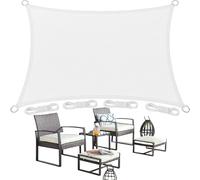 Vela Ombreggiante Rettangolare 1.3 x 3.4 m Rettangolare Protezione Solare Anti UV HDPE Traspirante Telo Ombreggiante con Fune e Anello D per Giardino, Terrazza, (Personalizzabile), Bianco
