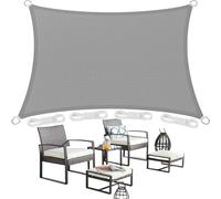 Vela Ombreggiante Rettangolare 2.3 x 3.7 m Rettangolare Protezione Solare Anti UV HDPE Traspirante Telo Ombreggiante con Fune e Anello D per Giardino, Terrazza, (Personalizzabile), Grigio Chiaro