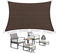 Vela Ombreggiante Rettangolare 2.4 x 3 m Rettangolare Protezione Solare Anti UV HDPE Traspirante Telo Ombreggiante con Fune e Anello D per Giardino, Terrazza, (Personalizzabile), Marrone