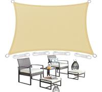 Vela Ombreggiante Rettangolare 3 x 3 m Rettangolare Protezione Solare Anti UV HDPE Traspirante Telo Ombreggiante con Fune e Anello D per Giardino, Terrazza, (Personalizzabile), Color Crema