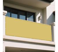 Vela Ombreggiante Rettangolare 392 x 405 cm Rettangolare 98% Anti-Uv Ombreggiante Impermeabile con Corde e Occhiello per Esterno Terrazzo Balcone Giardino, Giallo sabbia