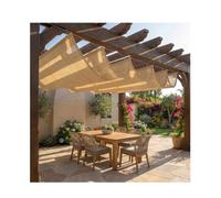 Vela ombreggiante telescopica a onda, tendalino a forma di U, rete HDPE, durevole e resistente ai raggi UV, scivolo manuale, for parco giochi nel patio o balcone(W1.2*L15m/W3.93*L49.21ft)