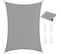Vela Ombreggiante Traspirante 1.3 x 3.6 m Rettangolare Protezione Solare Anti UV HDPE Traspirante Tessuto Ombreggiante con Fune per Giardino, Terrazza, Piscina (Personalizzabile), Grigio Chiaro