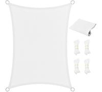 Vela Ombreggiante Traspirante 1.9 x 3.3 m Rettangolare Protezione Solare Anti UV HDPE Traspirante Tessuto Ombreggiante con Fune per Giardino, Terrazza, Piscina (Personalizzabile), Bianco