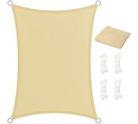 Vela Ombreggiante Traspirante 3 x 3.6 m Rettangolare Protezione Solare Anti UV HDPE Traspirante Tessuto Ombreggiante con Fune per Giardino, Terrazza, Piscina (Personalizzabile), Color Crema